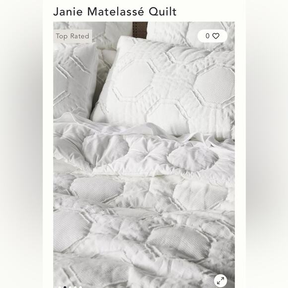 Anthropologie NWT Queen Janie Matelassé Quilt and‎ standard shams - Picture 5 of 7